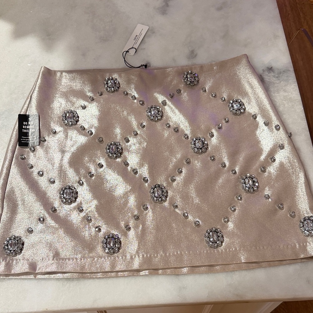 Express Shimmering Silver Mini Skirt